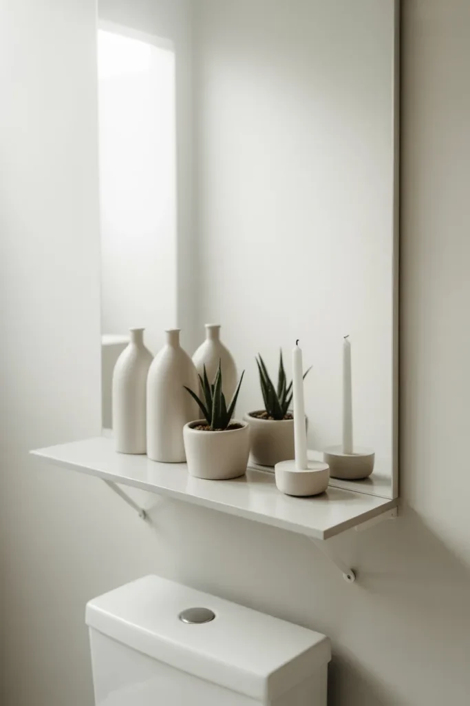 5-Minimalist White Shelf Above Toilet