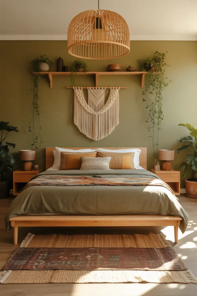 5-Olive Green Boho Bedroom