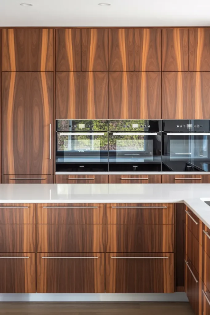 5-Walnut Wood Modern Kitchen Cabinets