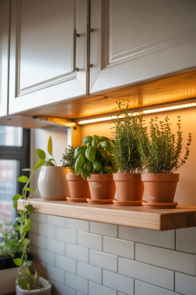 6-Kitchen Plant Shelf with Under-Cabinet LED