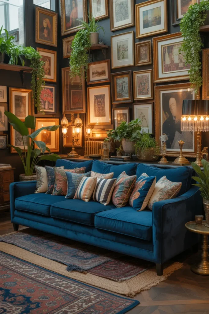 8-Blue Sofa Maximalist Living Room