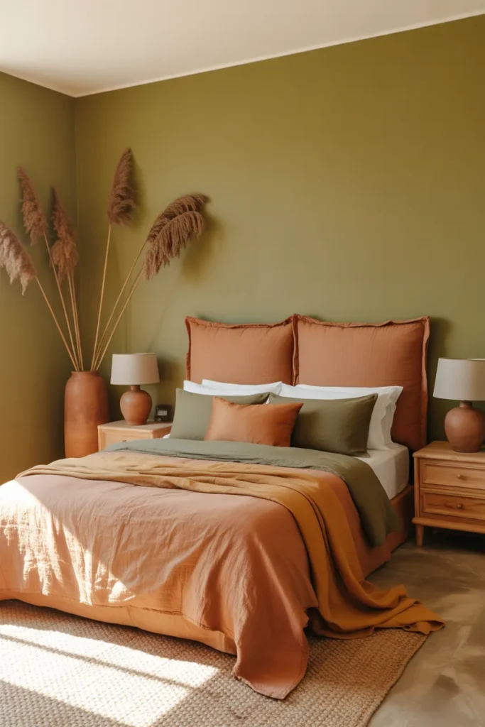 8-Olive Green and Terracotta Bedroom