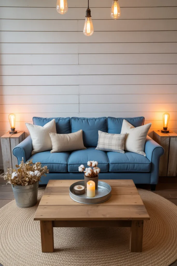 9-Blue Sofa Farmhouse Living Room