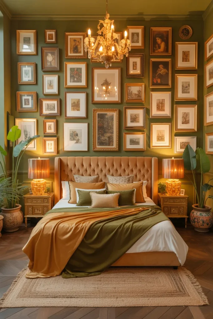 9-Olive Green Maximalist Bedroom