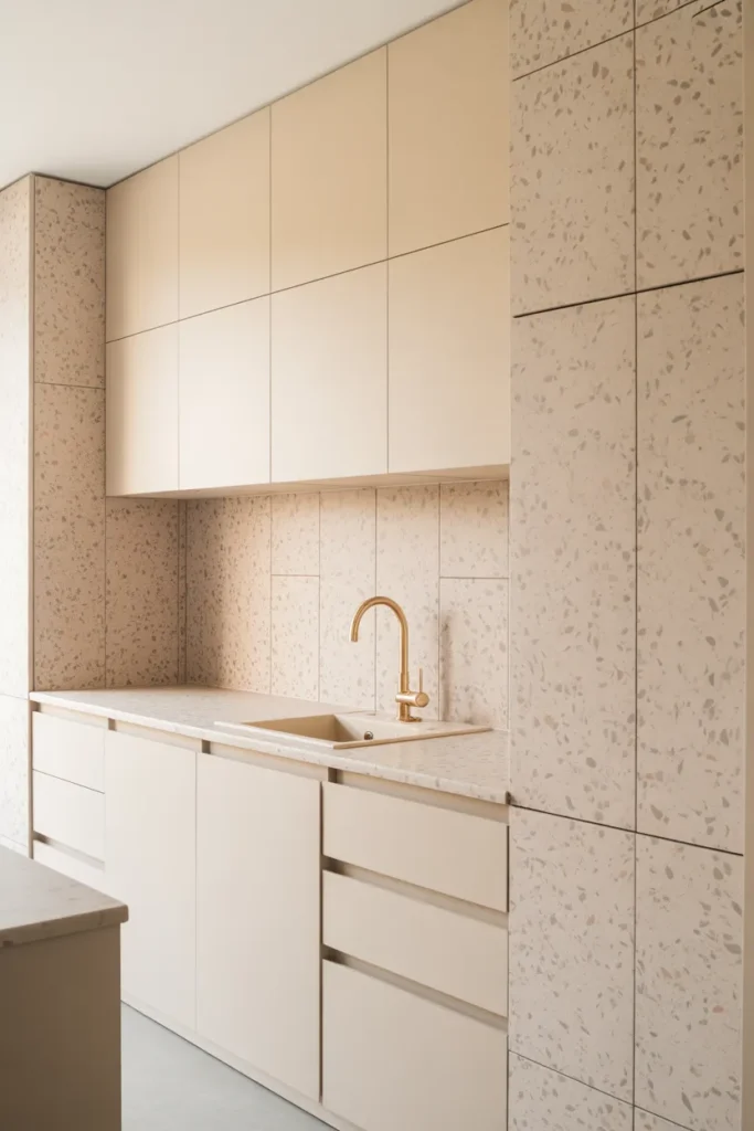 9-Terrazzo and White Modern Kitchen Cabinet