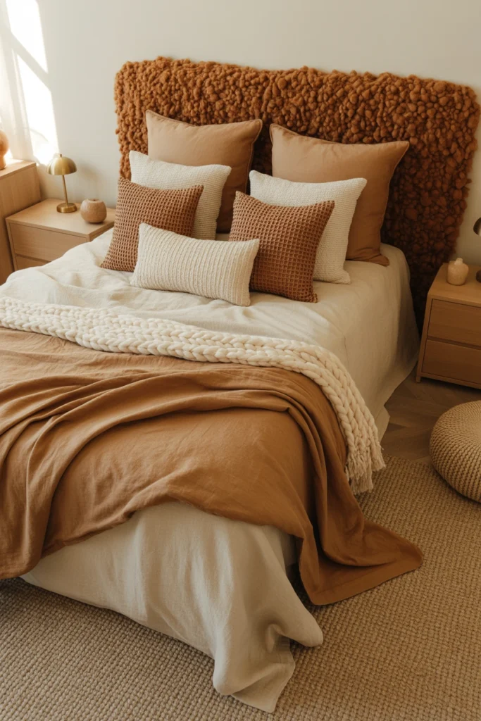 modern brown cozy bedroom
