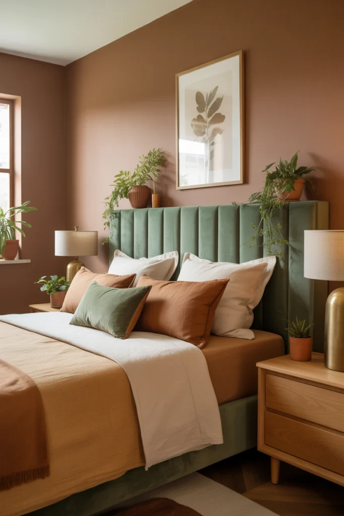 modern brown cozy bedroom