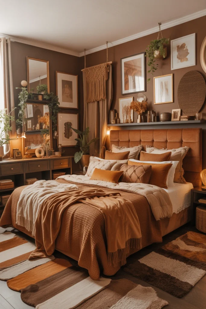 modern brown cozy bedroom