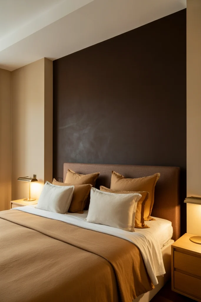 modern brown cozy bedroom