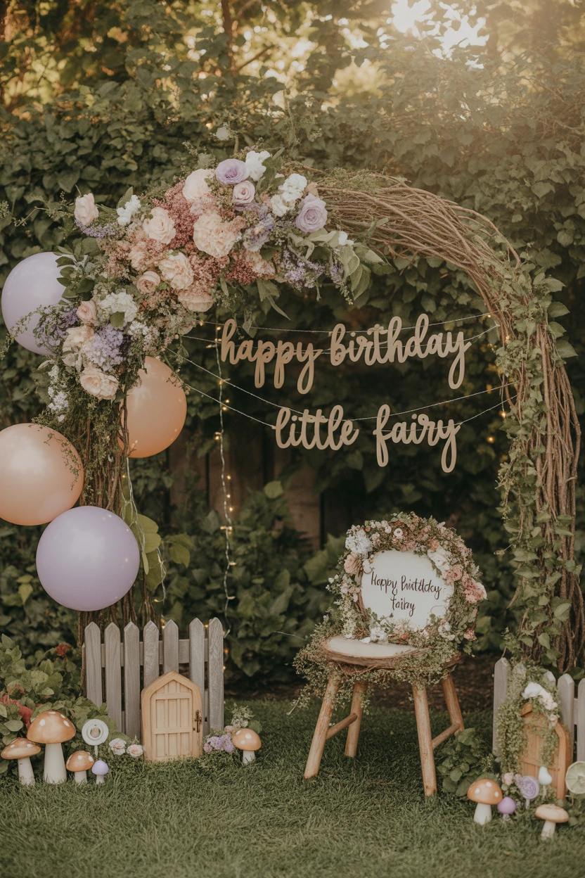 garden birthday party for baby girl