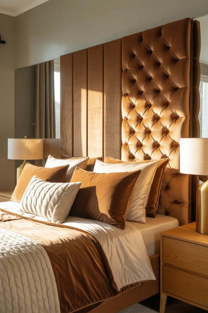 modern brown cozy bedroom