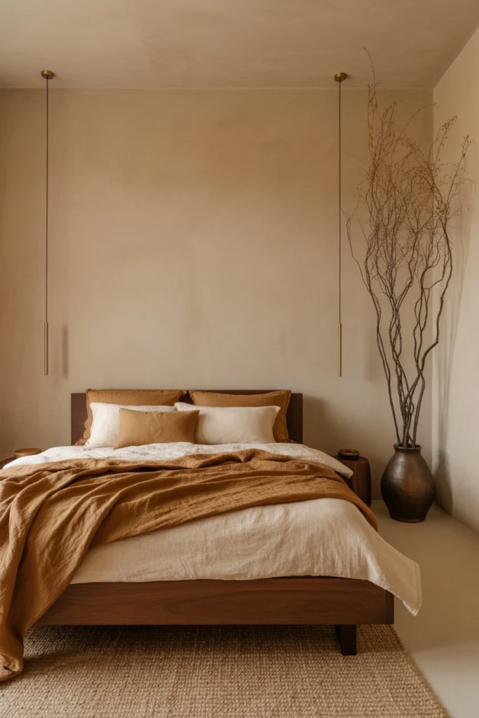 modern brown cozy bedroom