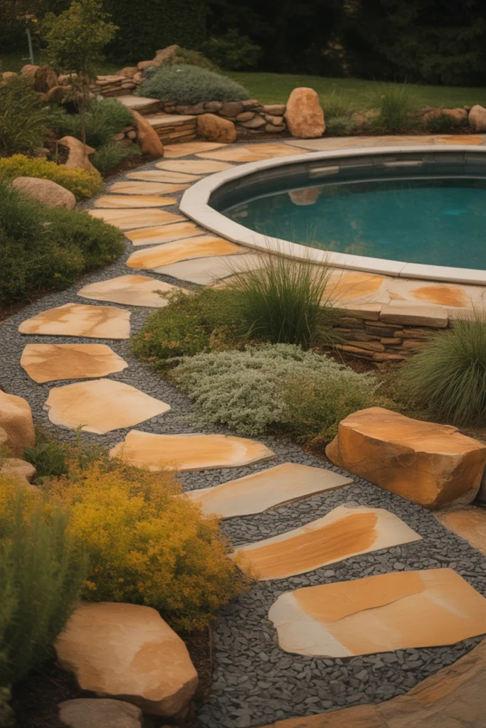 landscaping around above ground pool