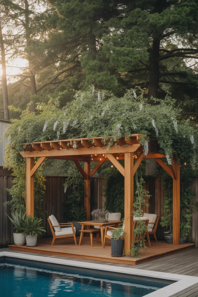 landscaping around above ground pool
