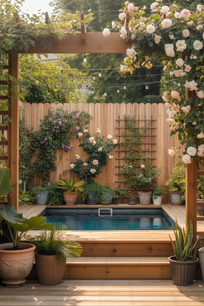 landscaping around above ground pool