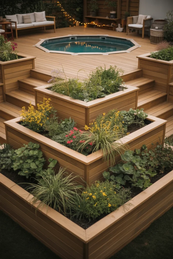 landscaping around above ground pool