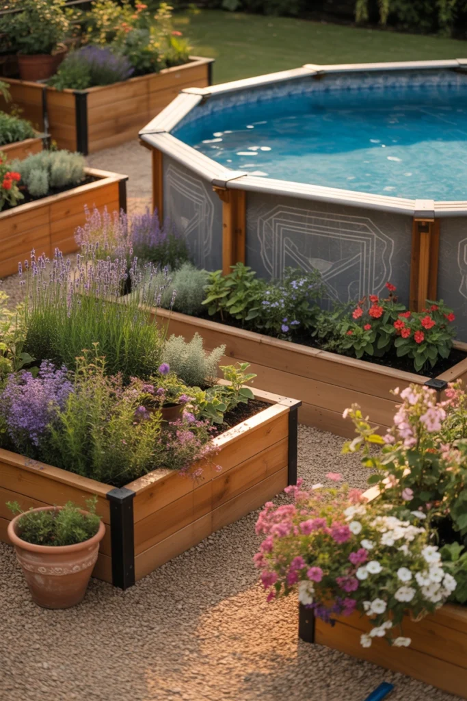 landscaping around above ground pool