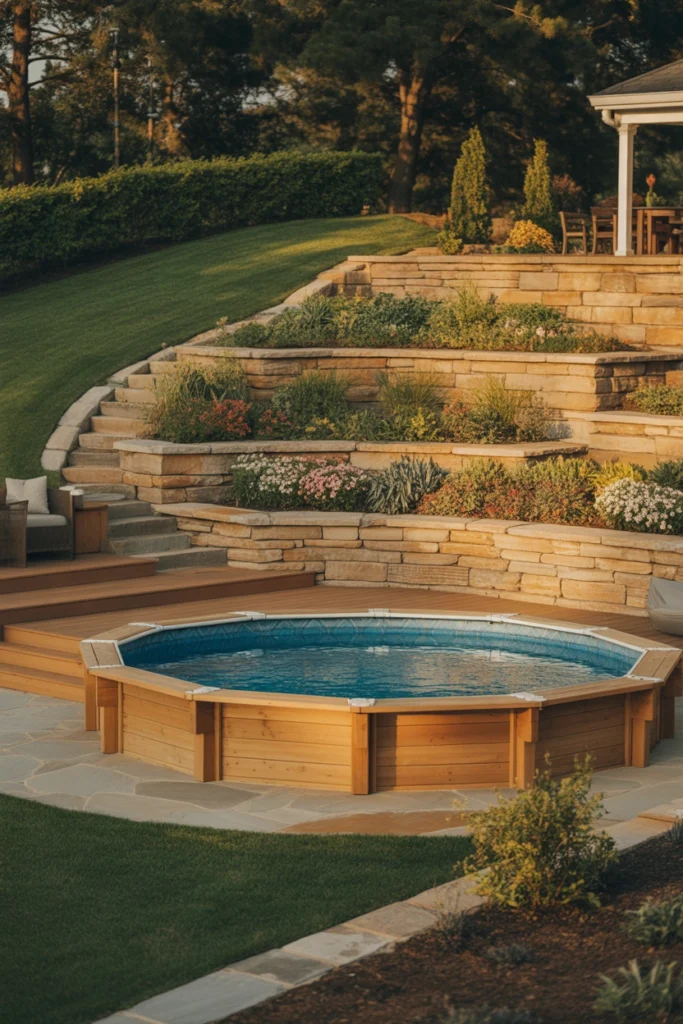 landscaping around above ground pool