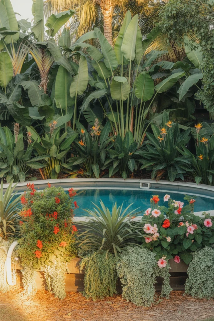 landscaping around above ground pool