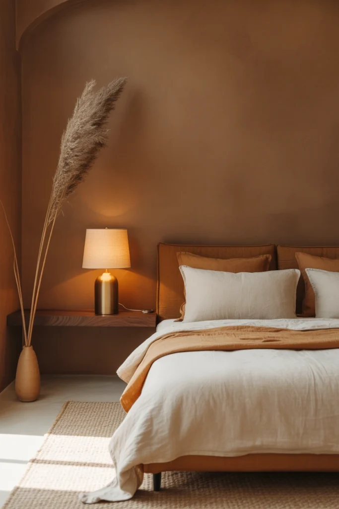 modern brown cozy bedroom
