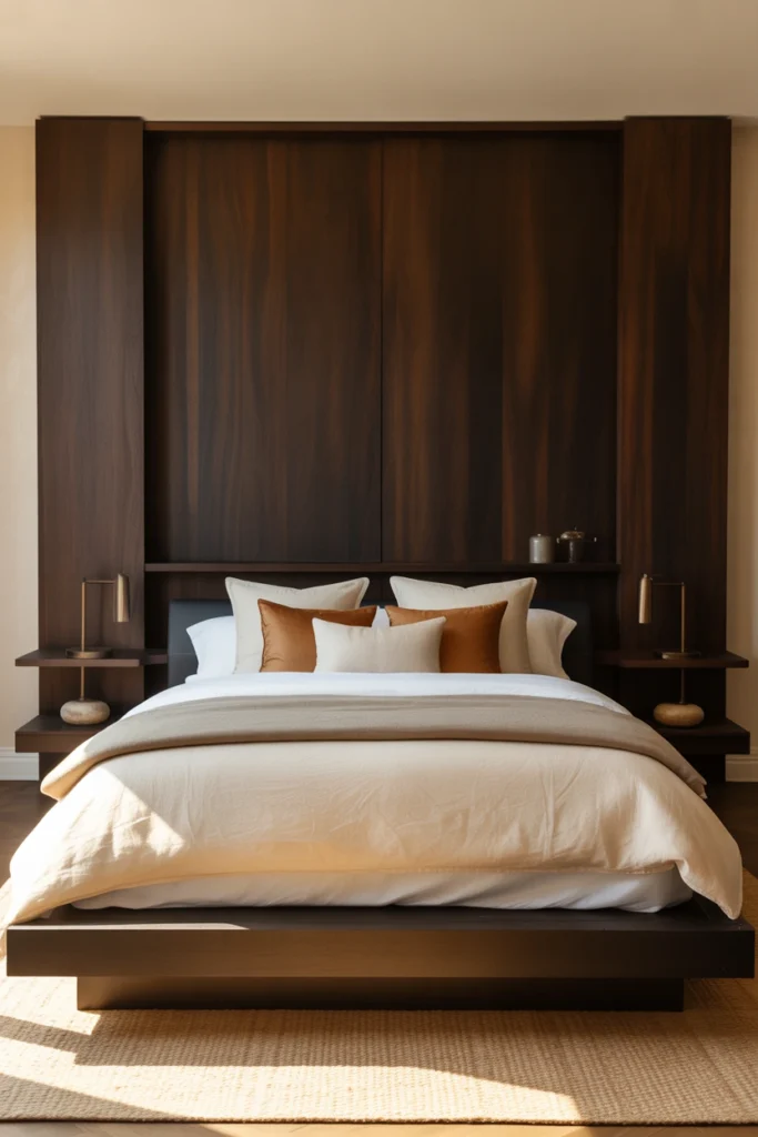modern brown cozy bedroom