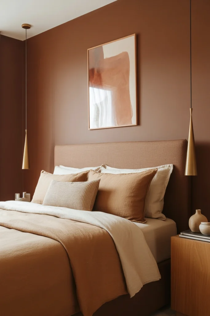 modern brown cozy bedroom