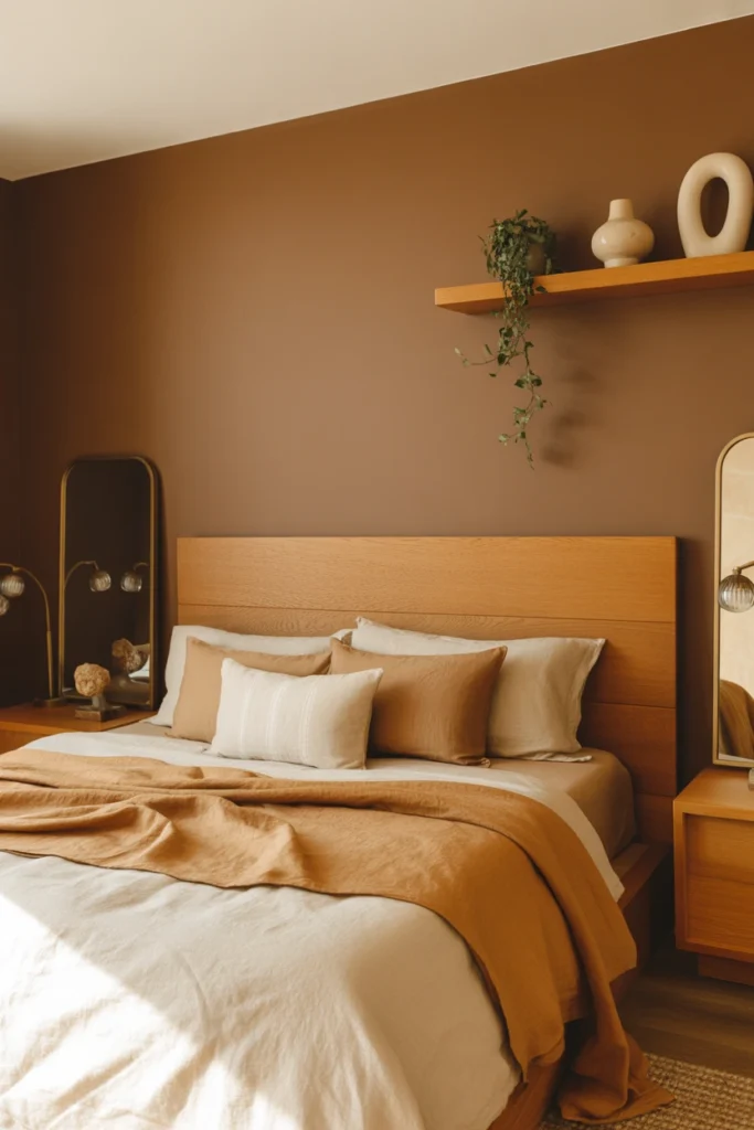 modern brown cozy bedroom