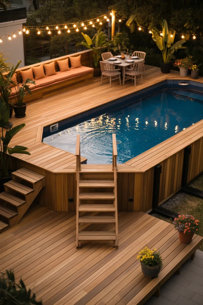 landscaping around above ground pool
